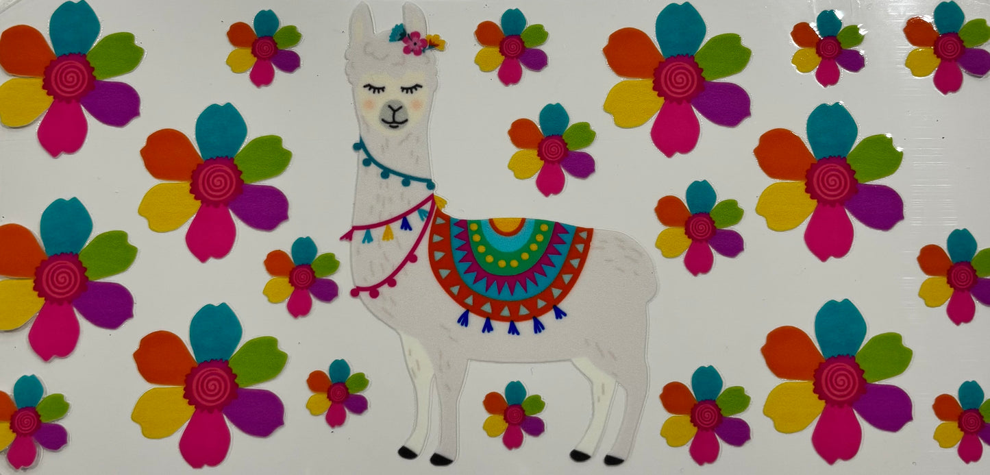 Llama Flowers Printed Drinking Cup