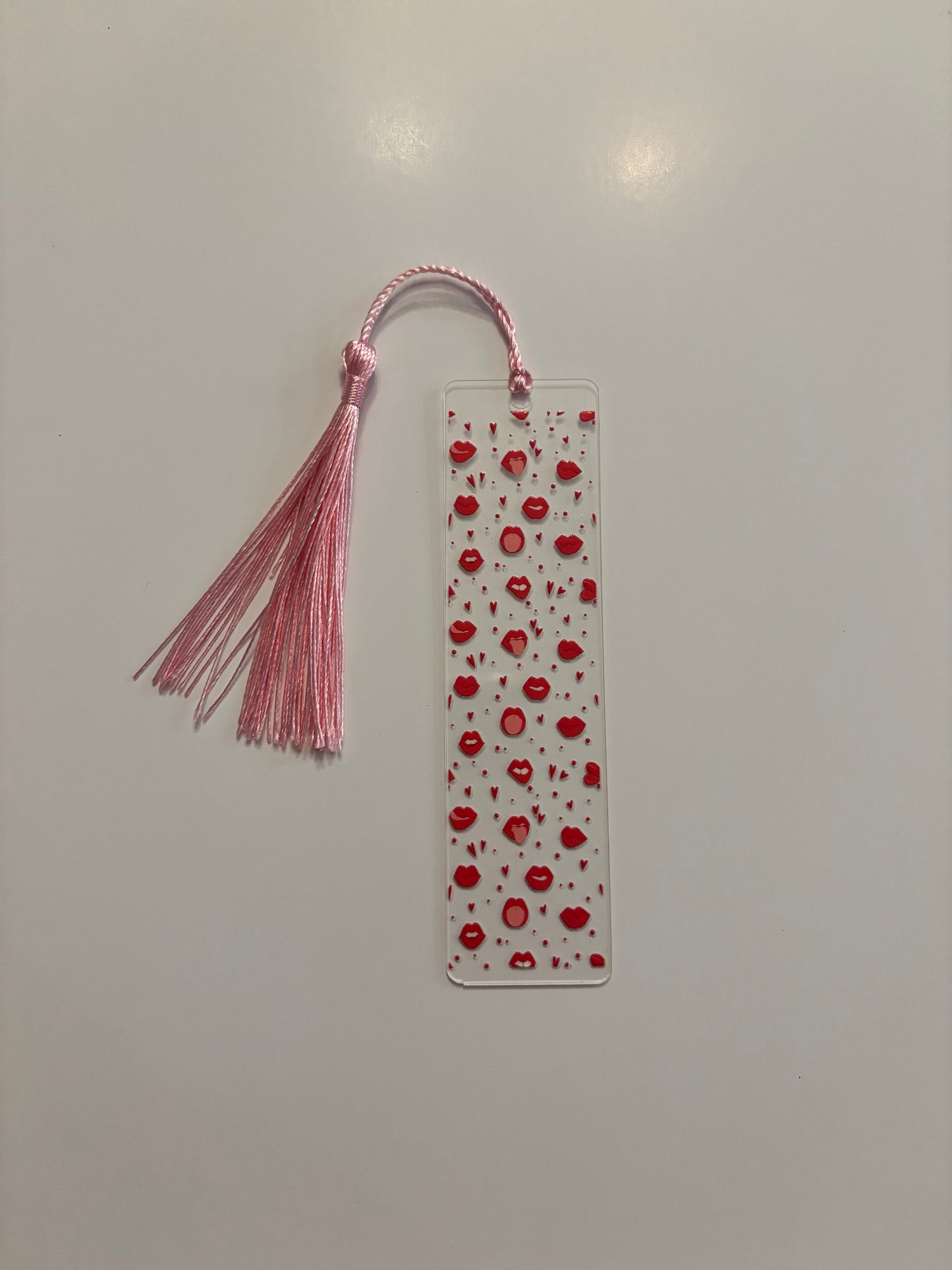 Acrylic Bookmark with Tassel - Red Lips