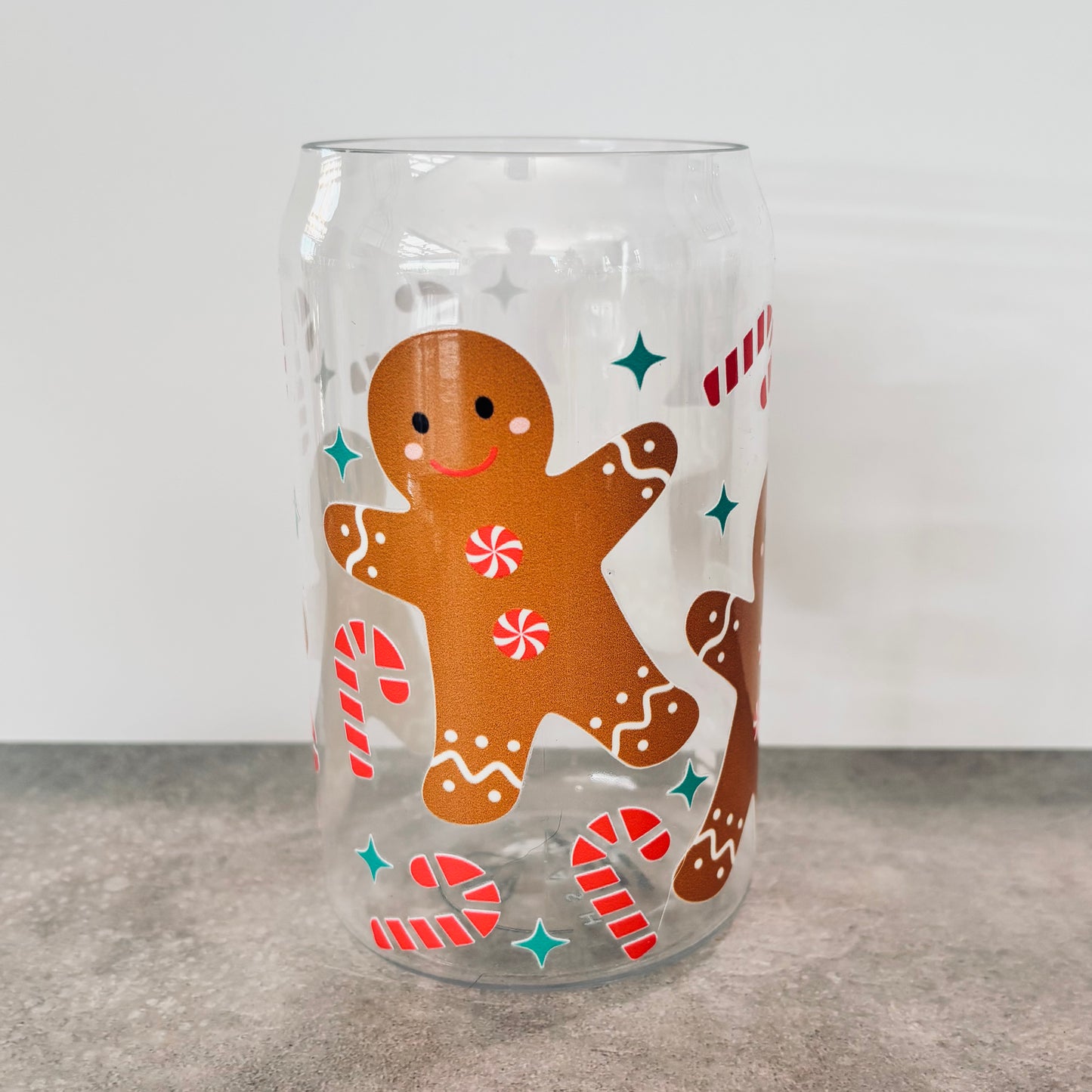 16oz Plastic Drinking Glass - Gingerbread Man