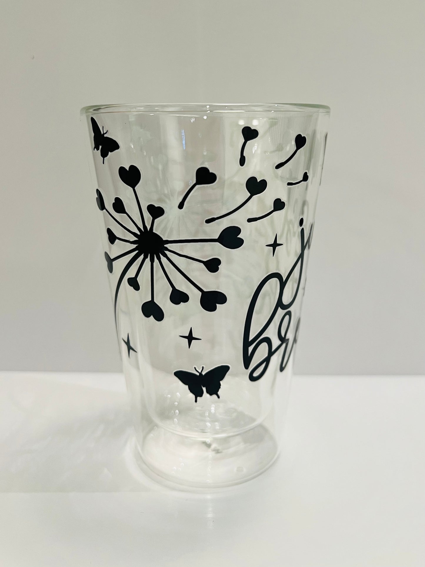 400ml Double Walled Drinking Glass - Just Breathe