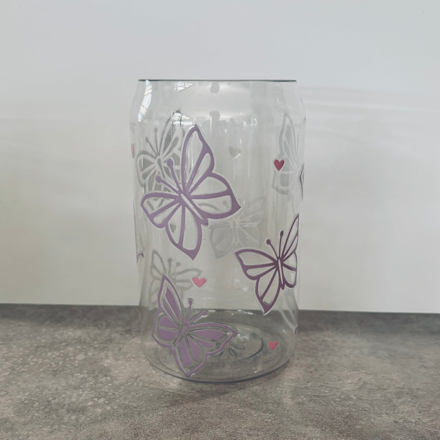 16oz Plastic Drinking Glass - Purple Butterflies