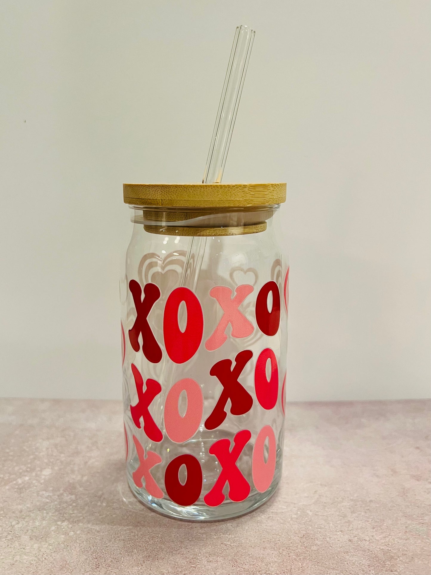16oz Drinking Glass - xoxo Print
