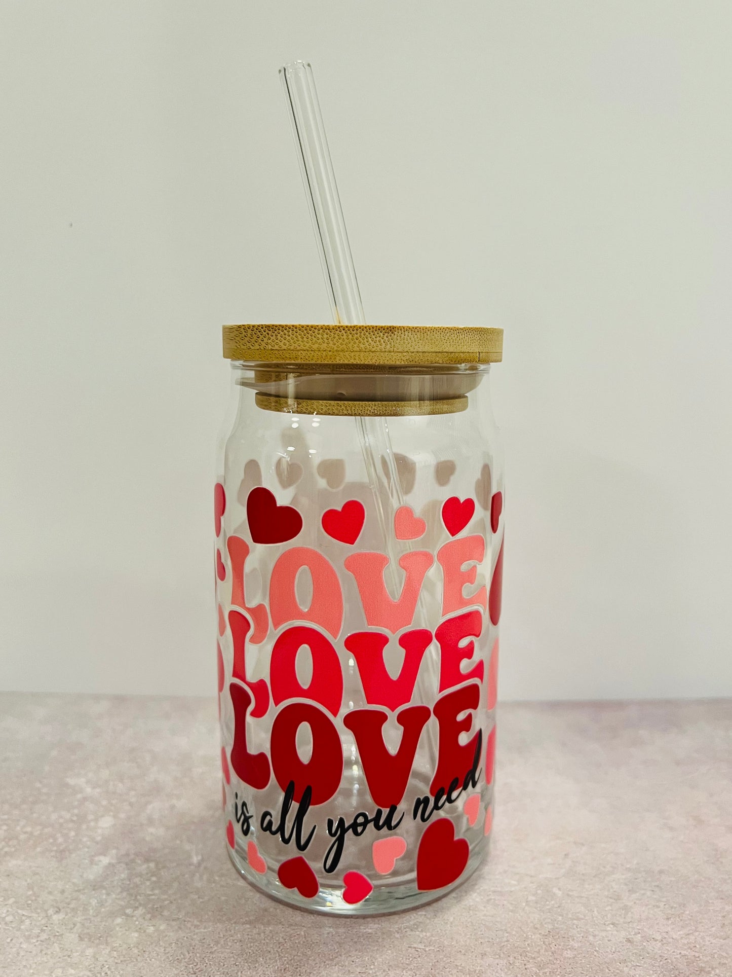 16oz Drinking Glass - Love is all you need Print