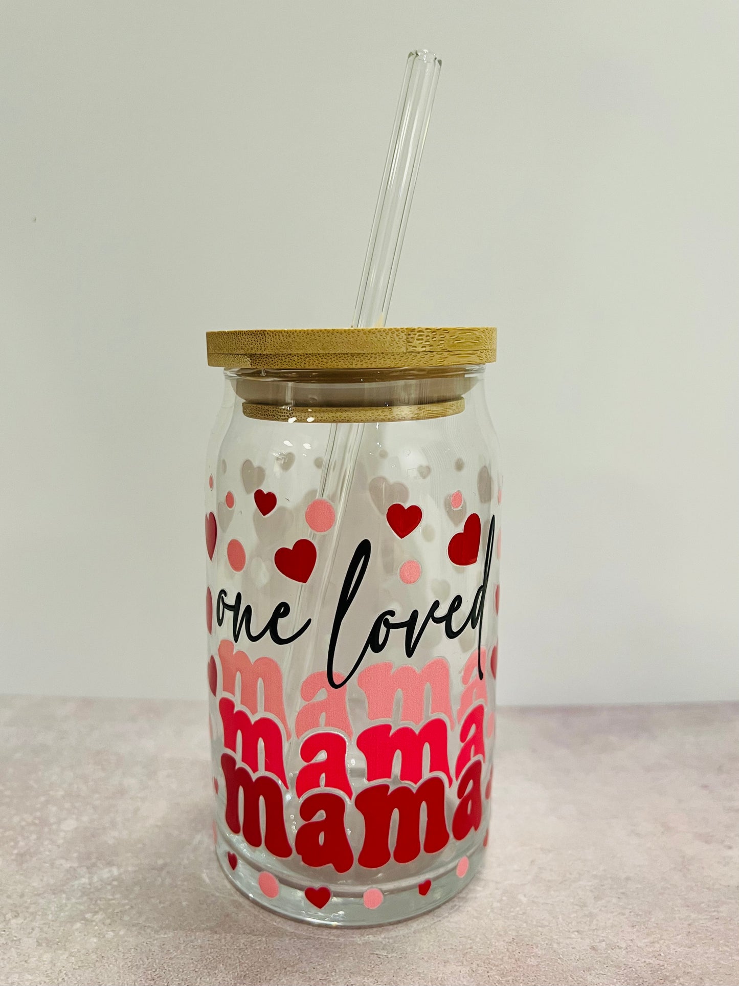 16oz Drinking Glass - One Loved Mama Print