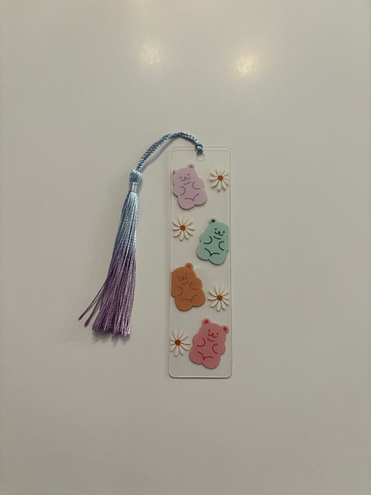 Acrylic Bookmark with Tassel - Gummy Bears & Flowers