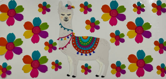 Llama Flowers Printed Drinking Cup