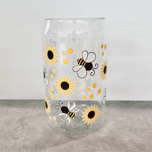 16oz Plastic Drinking Glass - Sunflowers & Bees