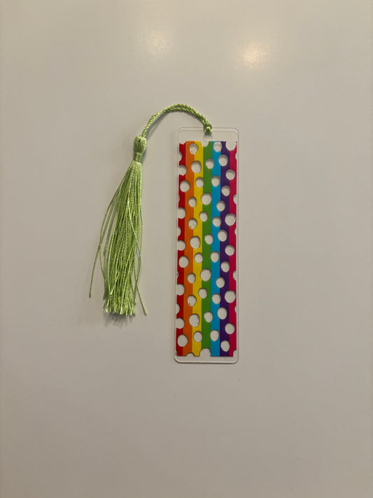 Acrylic Bookmark with Tassel - Rainbow