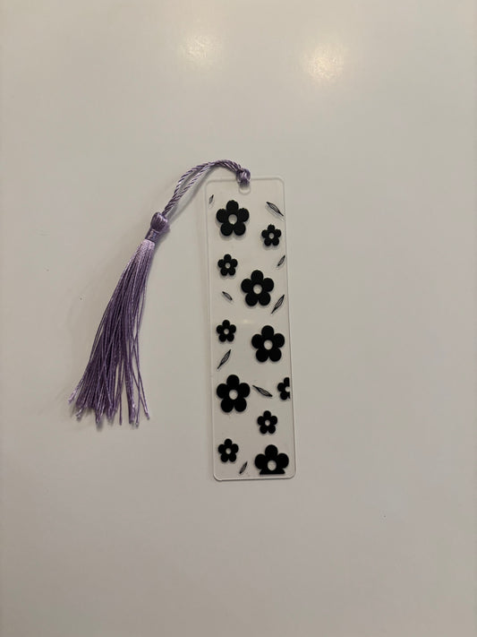 Acrylic Bookmark with Tassel - Small Flowers