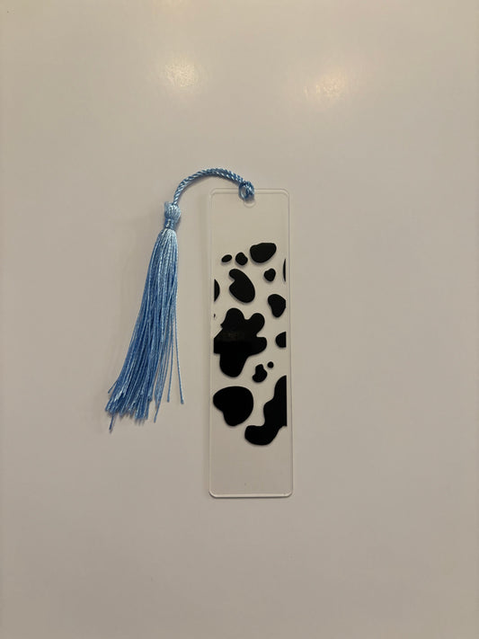 Acrylic Bookmark with Tassel - Cow Print