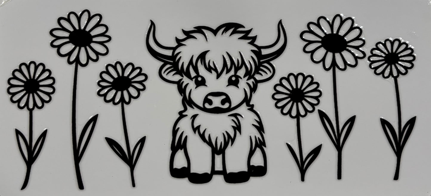 Highland Cow with Daisies Printed Drinking Cup