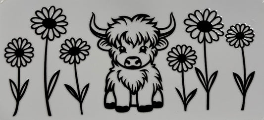 Highland Cow with Daisies Printed Drinking Cup