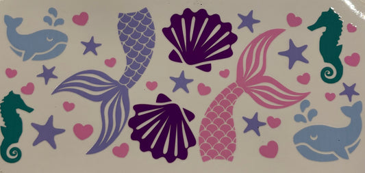 Purple & Pink Mermaid Tails Printed Drinking Cup