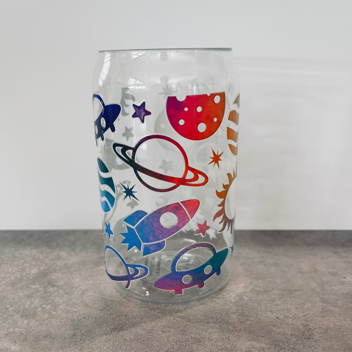 16oz Plastic Drinking Glass - Colourful Space