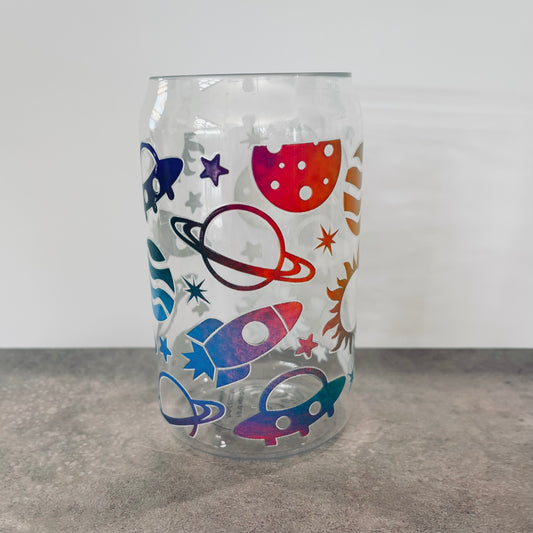 16oz Plastic Drinking Glass - Colourful Space