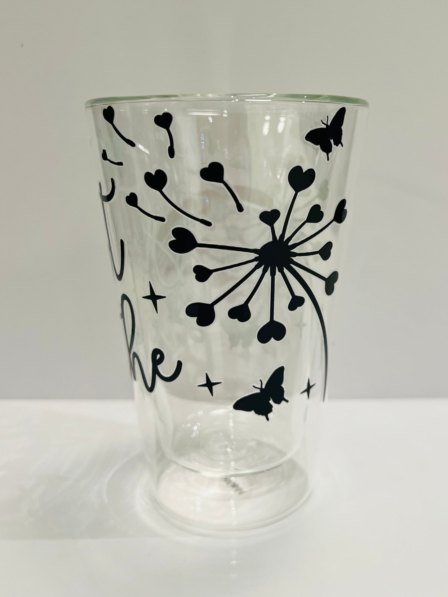 400ml Double Walled Drinking Glass - Just Breathe