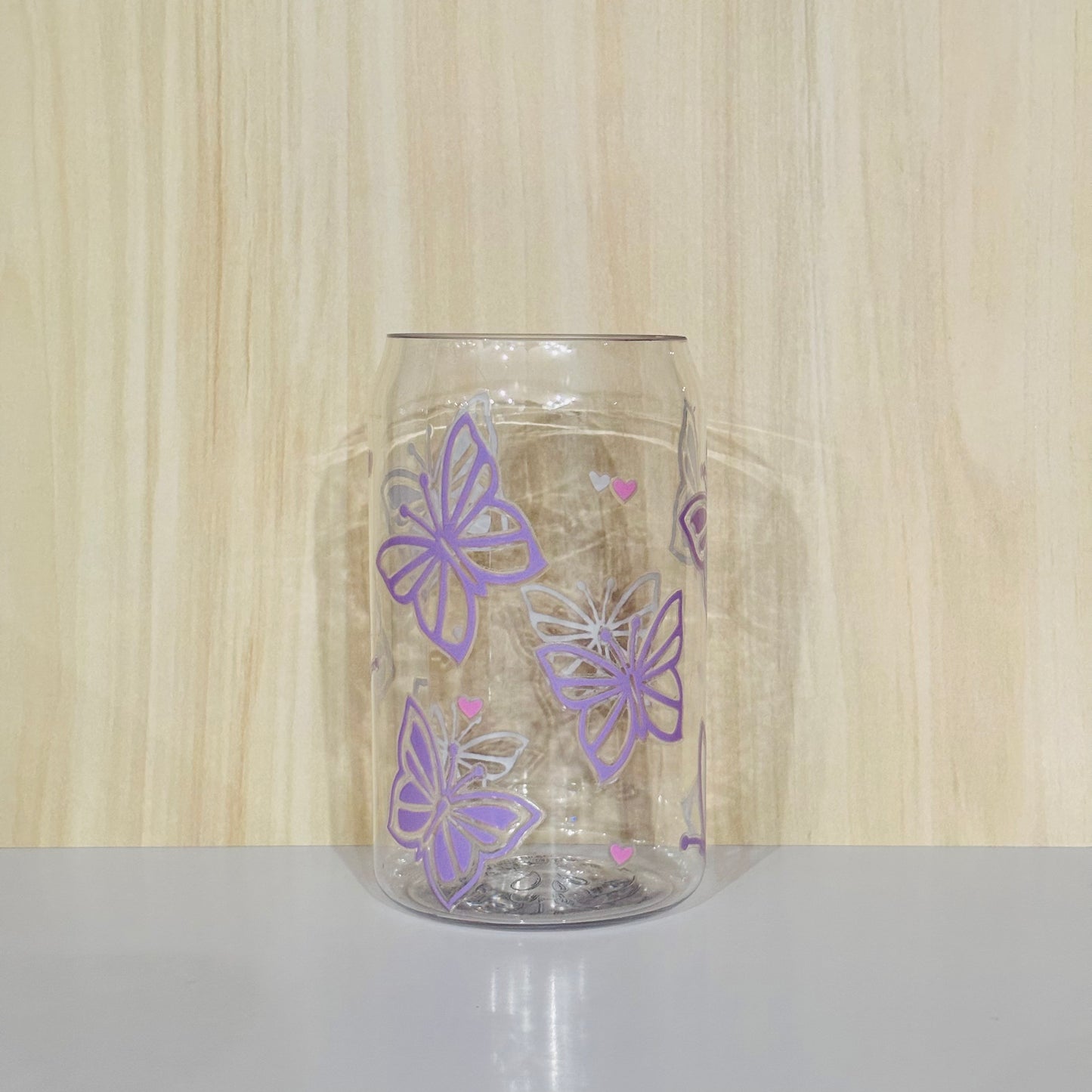 16oz Plastic Drinking Cup - Purple Butterflies