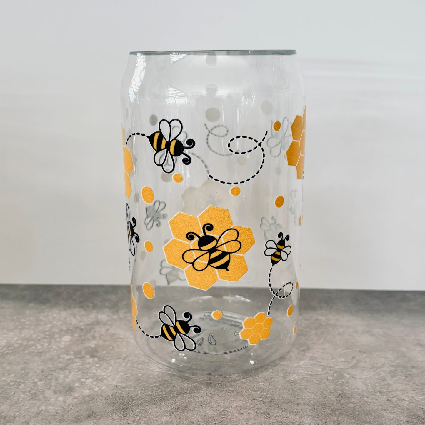 16oz Plastic Drinking Glass - Bees with hive
