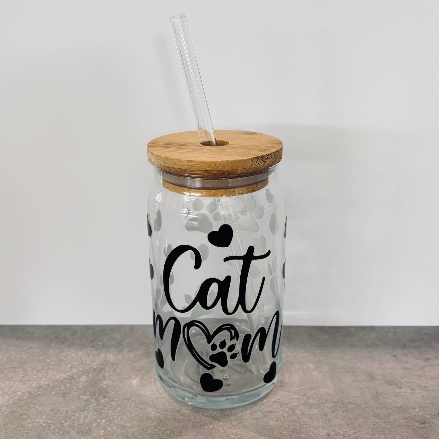 16oz Drinking Glass - Cat Mum
