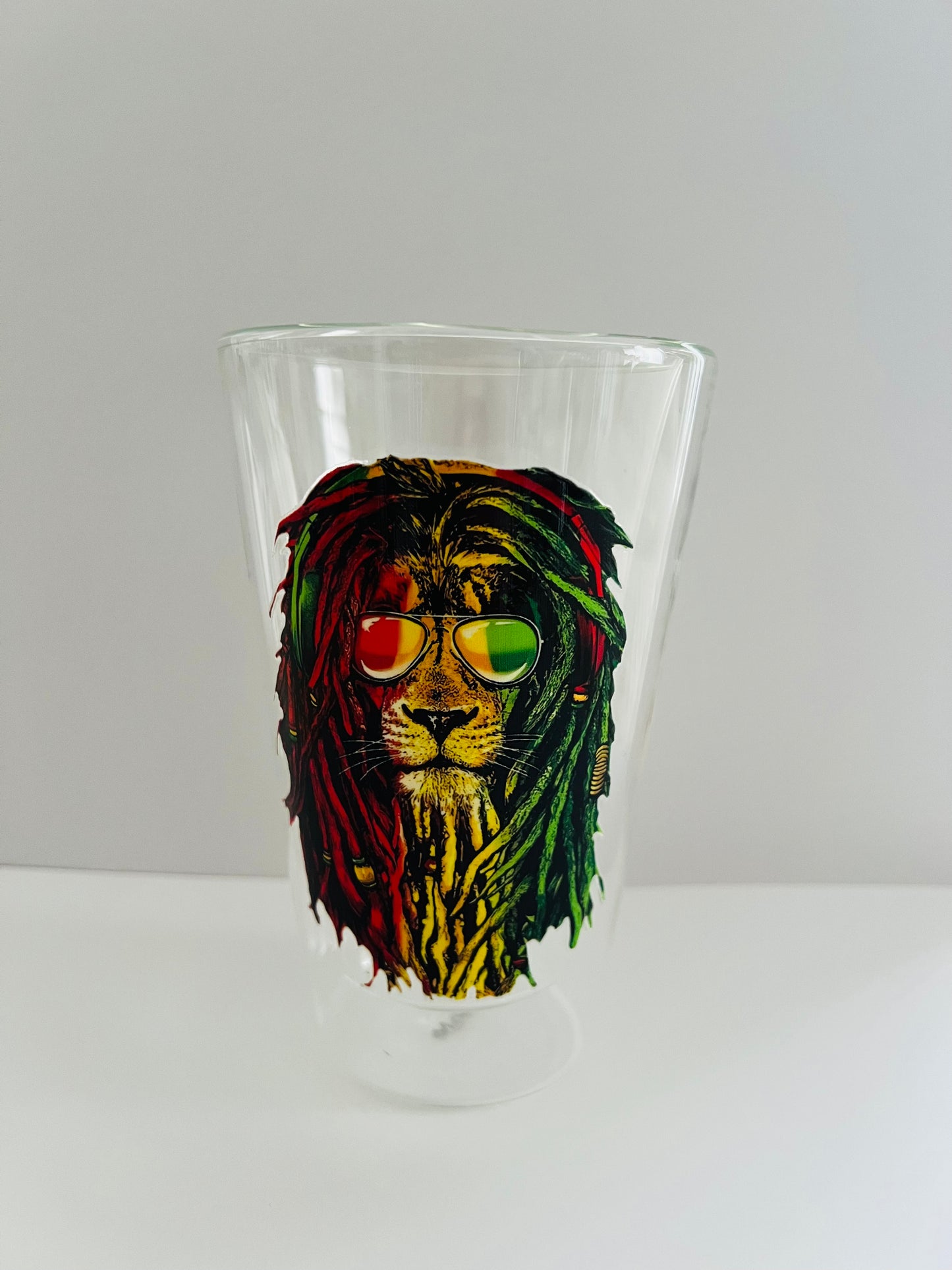 400ml Double Walled Drinking Glass - Lion