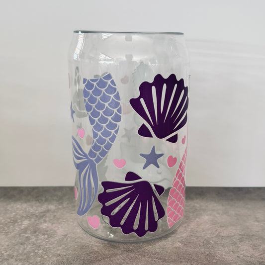16oz Plastic Drinking Glass - Mermaid Tails and Seahorses