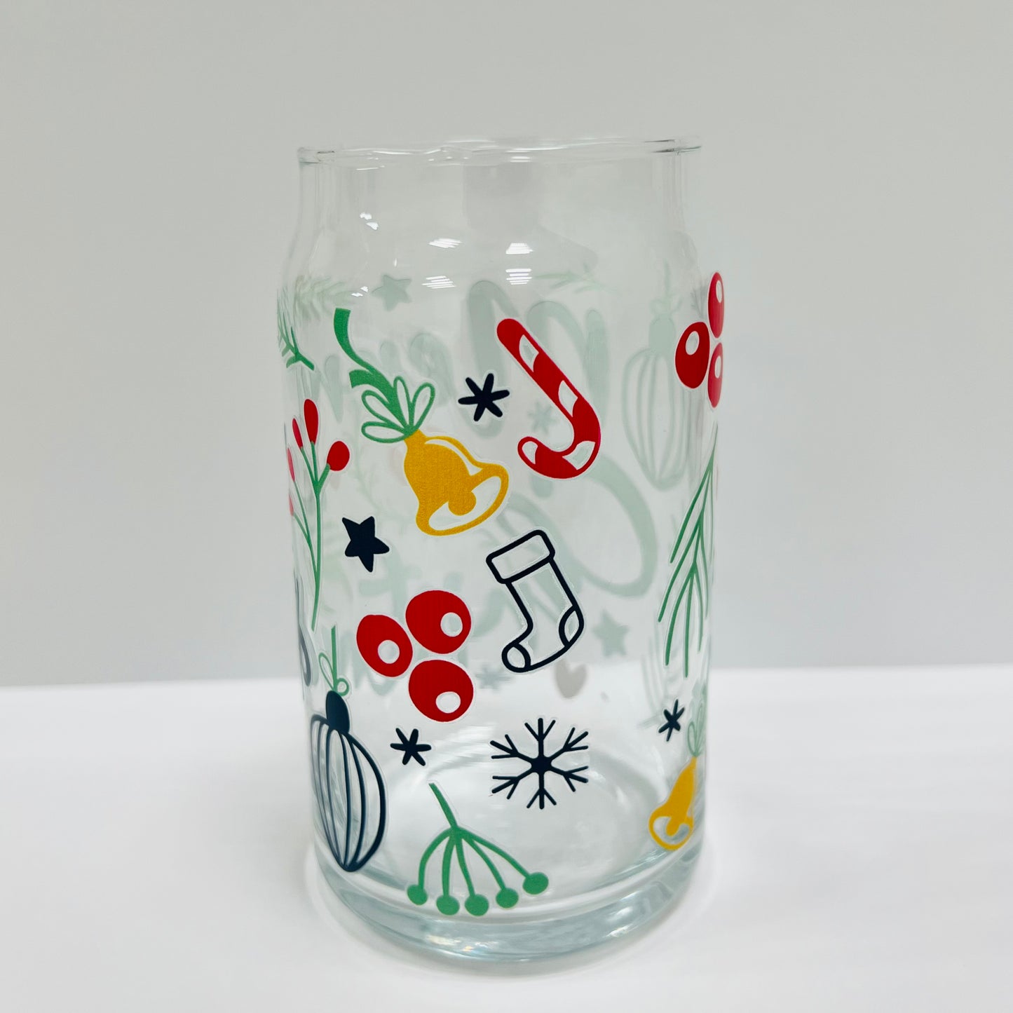 ** 16oz Drinking Glass - Merry Christmas **