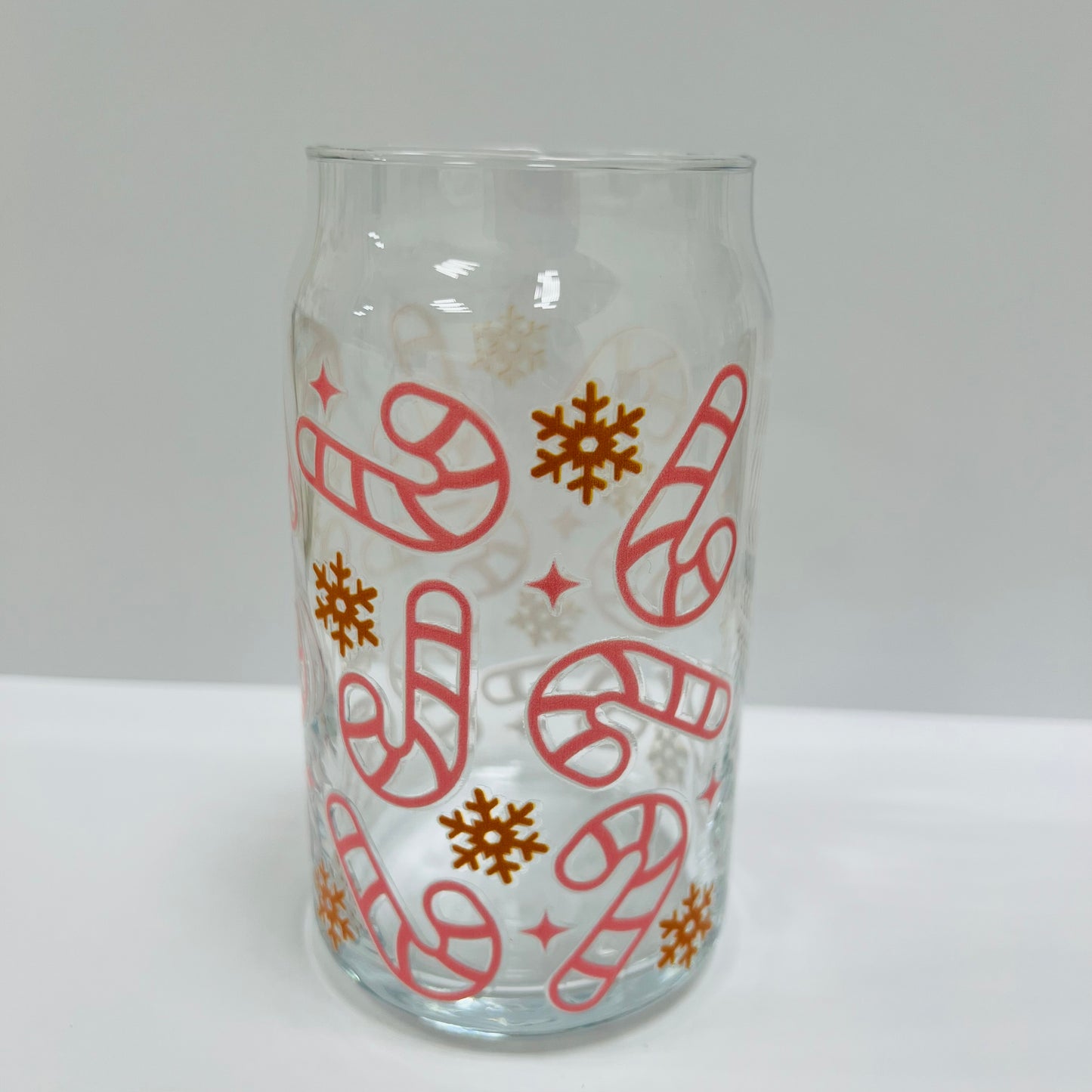 ** 16oz Drinking Glass - Candy Canes **