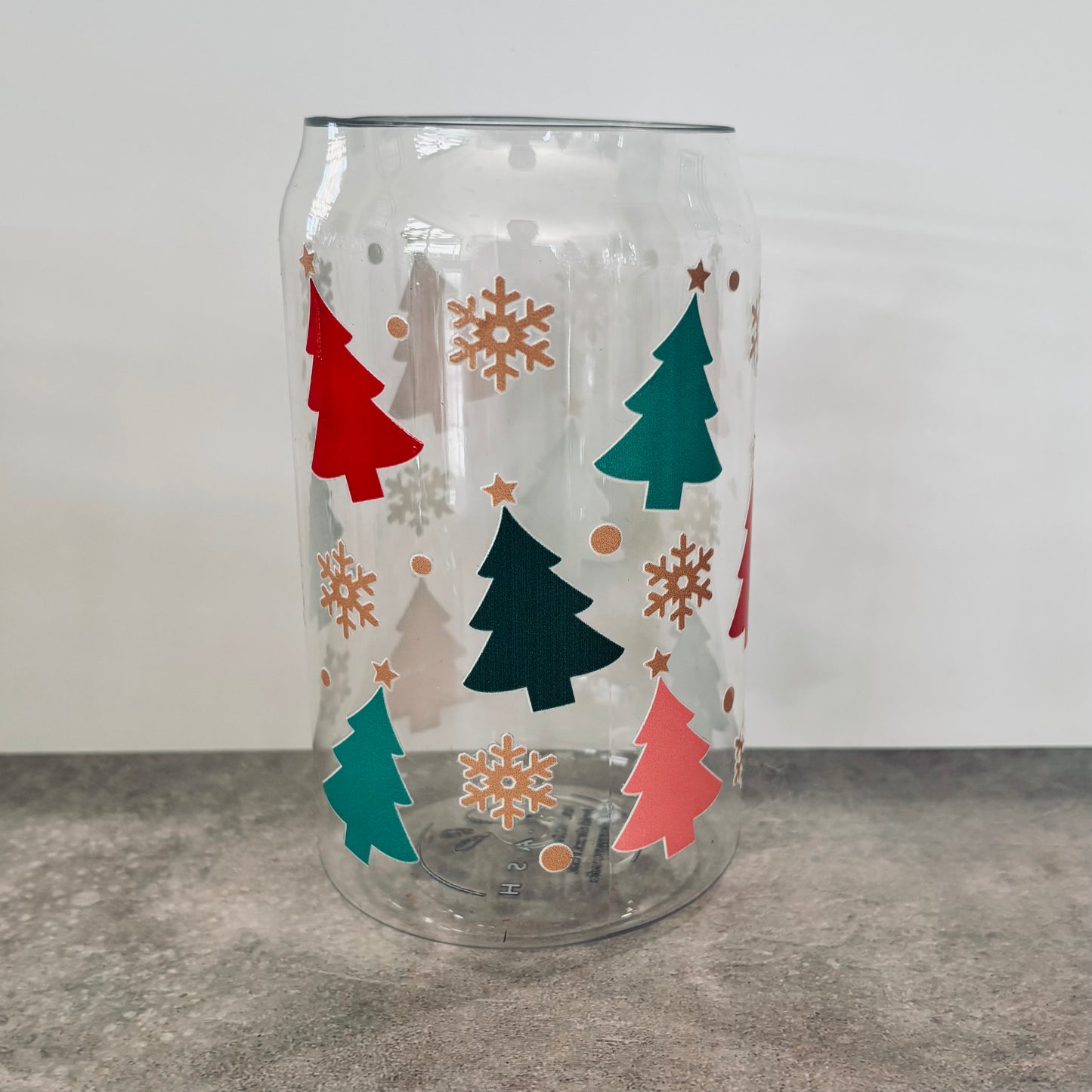 16oz Plastic Drinking Glass - Christmas Trees