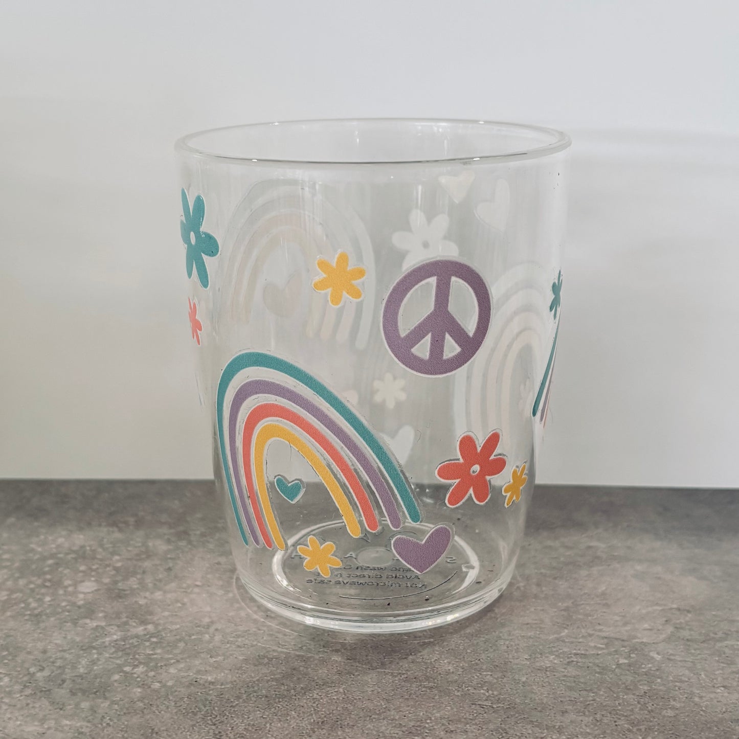 400ml Plastic Drinking Cup - Rainbows & peace