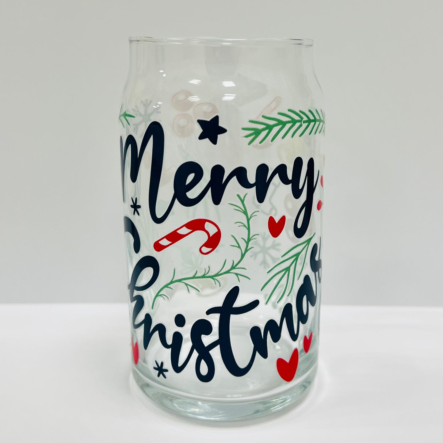 ** 16oz Drinking Glass - Merry Christmas **