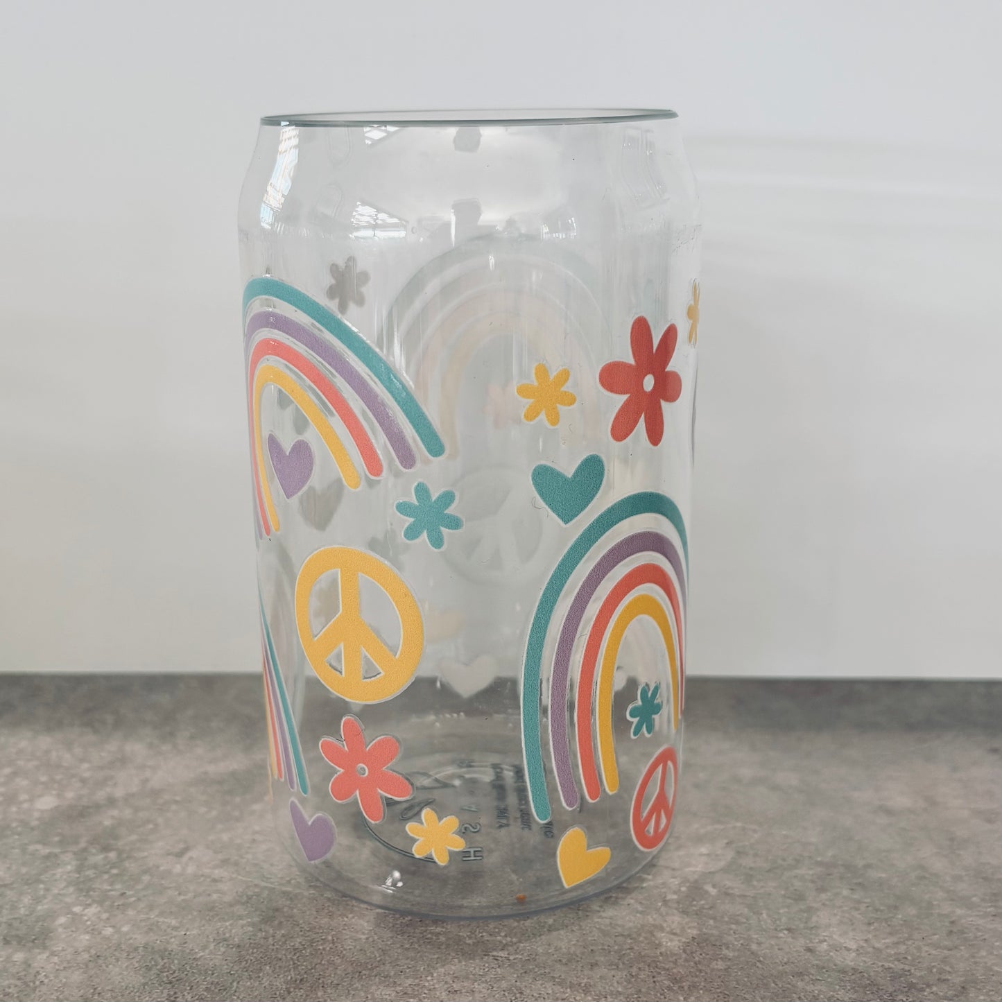 16oz Plastic Drinking Glass - Rainbows & Peace