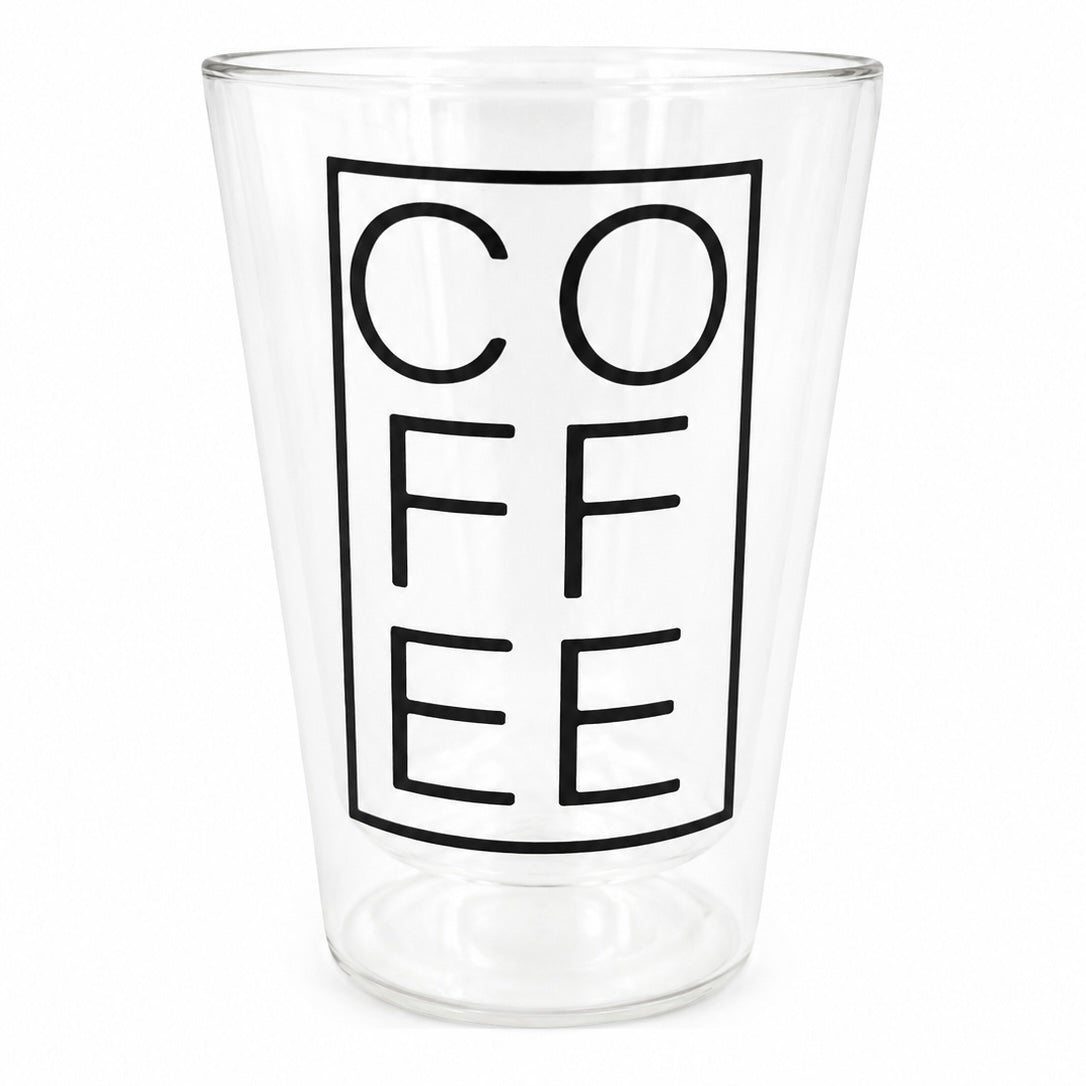 400ml Double Walled Drinking Glass - COFFEE Print