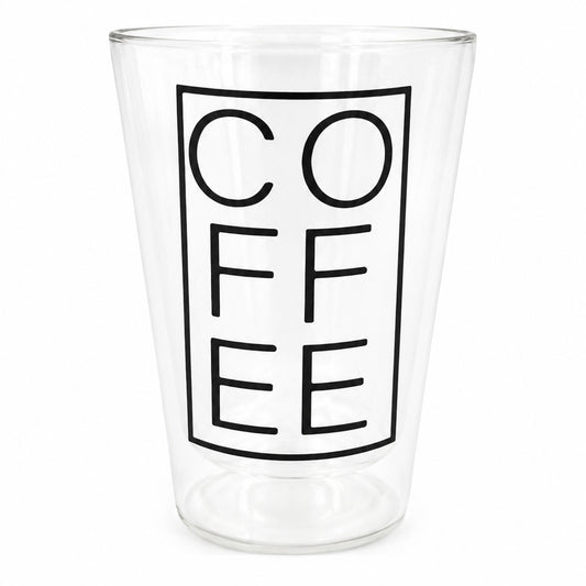 400ml Double Walled Drinking Glass - COFFEE Print