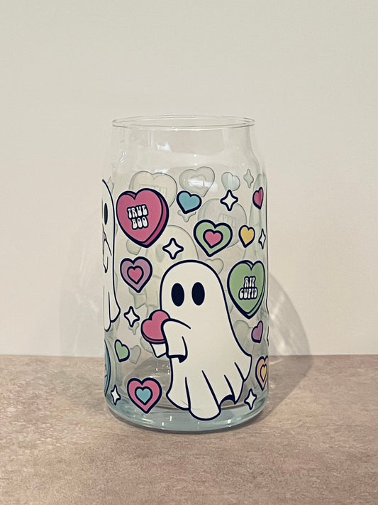 16oz Drinking Glass - Ghost Hearts