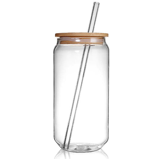 Bamboo Lid and Glass Straw for 16oz Drinking Glass